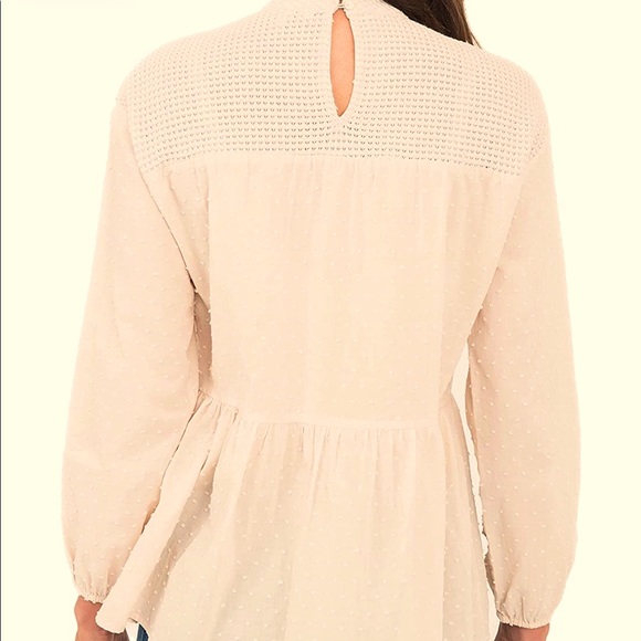 EUC DR2 by Daniel Rainn tan peplum high neck blouse - Picture 3 of 10